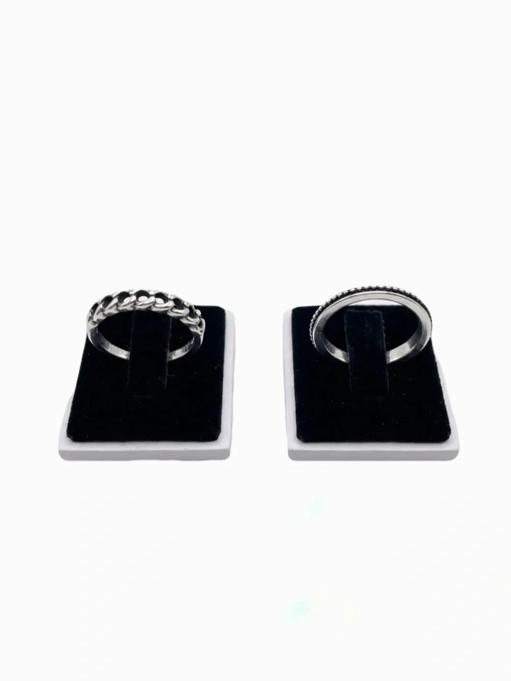 New Bohemian Biker Sterling Silver 2 Piece Set Chain Link & Studded Ring 6